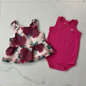 Bundle of Two Baby Gilrs Janie/Jack Top 6/12m and BabyCottons Body Suit 6m